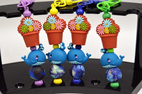 Whale and Flower Pot Keychain, Hitchhiker, Galaxy, Funny, Guide, Improbable, Space, Scifi