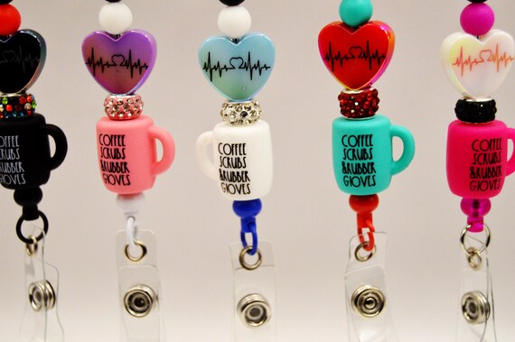 Reel badge holders, Coffee Cup with hart beat. medical, hospital, doctor, nurse