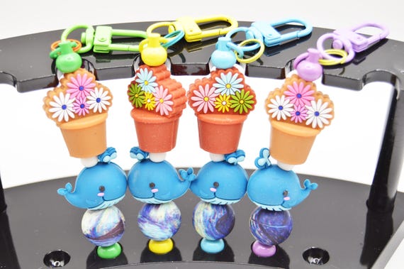 Whale and Flower Pot Keychain, Hitchhiker, Galaxy, Funny, Guide, Improbable, Space, Scifi