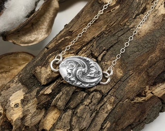 Two Waves Sterling Silver Pendant-Handmade Artisan Sterling Silver Jewelry