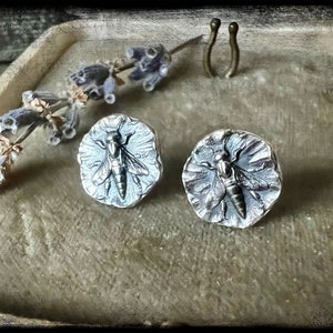 Pollinator Stud Earrings-Handmade Artisan Sterling Silver Jewelry