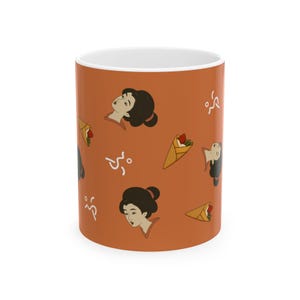 Charmante japanisch inspirierte Keramiktasse, Tee-Liebhaber-Geschenk, Kaffeetasse, Boho Wohndekor