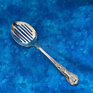 MCM Sheffield  "Kings Pattern" Silverplate Straining Spoon - 8 3/4"
