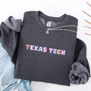 Texas Tech Crewneck Sweatshirt: Red Raiders Bubble Letter Spirit Wear