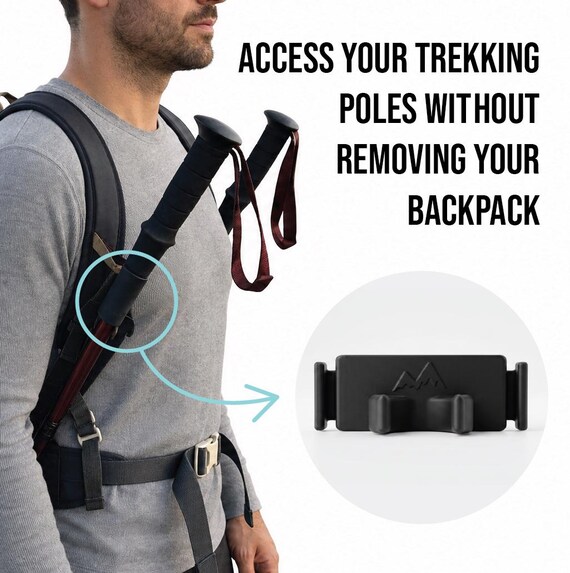 Trekking Pole Holder for Backpack Straps | Quickdraw Hiking Pole Clips (Set of 2)