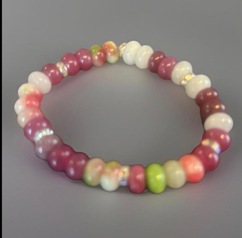 Conjunto de collar y pulsera con piedras arcoíris multicolores y detalles de cristal, inspirado en Anthropologie imagen 4