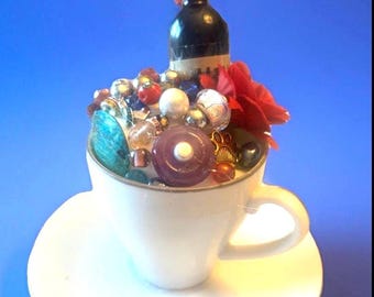 Decoración personalizada para tazas de té, adorno de mesa con cuentas para tazas de café