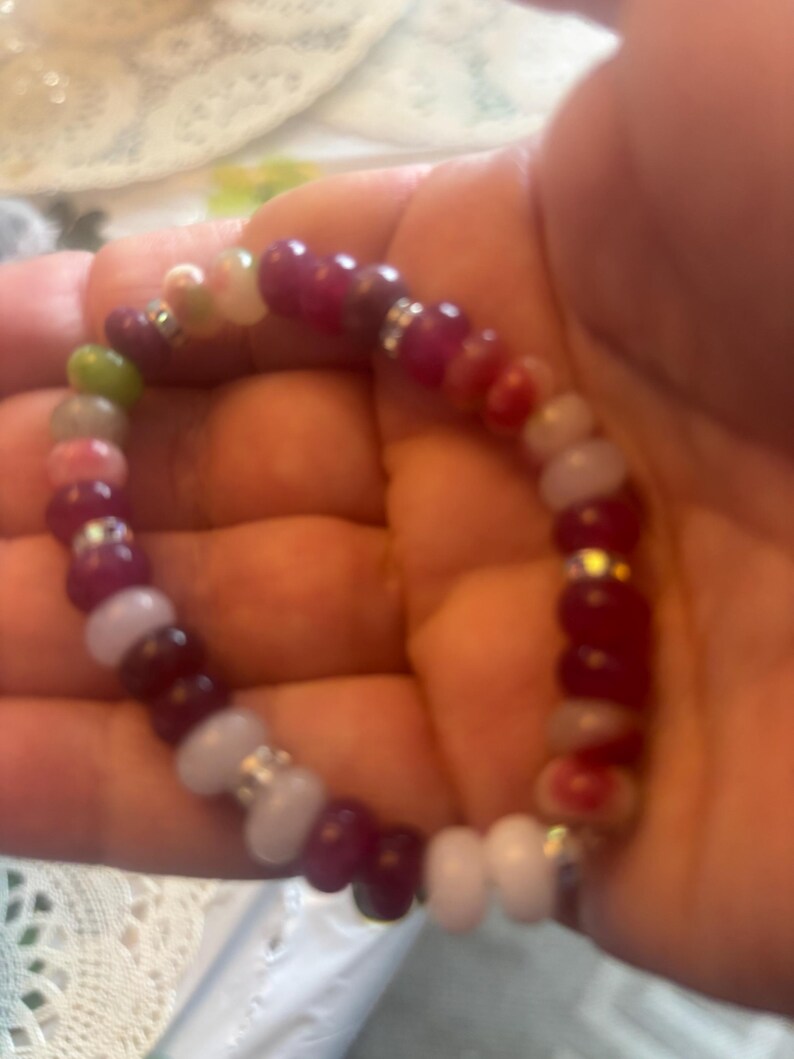 Conjunto de collar y pulsera con piedras arcoíris multicolores y detalles de cristal, inspirado en Anthropologie imagen 9