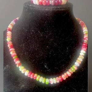 Conjunto de collar y pulsera con piedras arcoíris multicolores y detalles de cristal, inspirado en Anthropologie imagen 2
