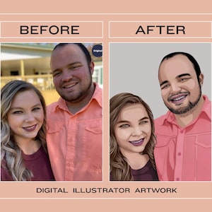 Couple Digital Art Portrait – Custom Hand-Drawn Illustration from Photo for Anniversary, Wedding, or Special Occasion
