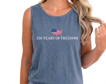 250 Years Of Freedom Shirt USA Anniversary Unisex Shirt Freedom Tank Top Tee American 250 Merchandise 4th of July Shirt Youth-Adult XS-2XL