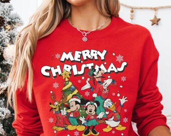 Retro Mickey & Co Christmas Sweatshirt, Vintage Mickey and Friends Christmas Shirt, Disney Family Christmas Shirts, Christmas Group Tee
