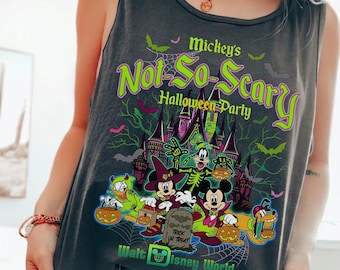 Vintage Mickey's Not So Scary 2026 Tank Top, WDW Halloween Family Costume Outfit, Halloween Group Shirt, Mickey&Friends Skeleton Pumpkin Tee