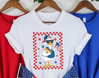 4th Of July Matching Shirt, Patriotic Goose Shirt, Memorial Day Shirt, Funny Goose Shirt,American Flag Shirt,Fourth Of July Gifts,Couple Tee