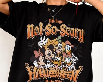 Vintage Mickey's Not So Scary 2026 Shirt, WDW Halloween Family Costume Outfit, Halloween Group Shirts, Mickey & Friends Skeleton Pumpkin Tee