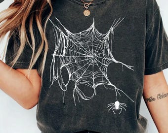 Spider Web Comfort Colors Shirt, Spooky Halloween T-Shirt