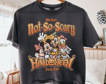 Vintage Mickey's Not So Scary 2026 Boxy Tee, WDW Halloween Family Costume Outfit, Halloween Group Shirt, Mickey Friends Skeleton Pumpkin Tee