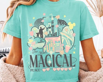 Retro The Most Magical Place On Earth Comfort Colors Boxy Tee Shirt, Mickey Disneyworld Boxy Shirt, Disney 2026 Trip Vacation Boxy Tee Shirt