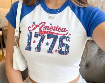 1776 USA Comfort Colors Shirt, Vintage Patriotic Raglan Baby Tee, American Shirt, 4th of July Shirt, 250th Years of America Shirt