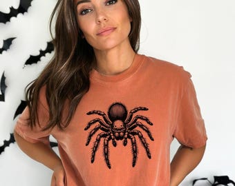 Vintage Spider Graphic Comfort Colors Shirt, Retro Oversize Tee, Spider Gift