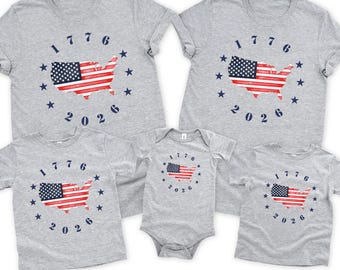 Patriotic USA Flag Family Matching Shirt, America 250th Anniversary 1776 to 2026 T-Shirt, 250th 4th of July Group Shirt