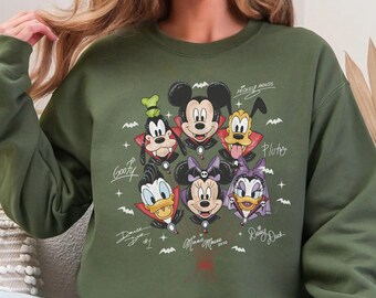 Cute Halloween Mickey And Friends Sweatshirt, Spooky Magical Land Character's, Disneyland Fall Vibes Hoodie, Disney Family Trip Sweatshirt