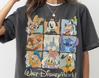 Retro Cartoon Characters Comfort Colors Shirt, Vintage Mickey & Friends Vacation Tshirt, Retro Walt Disney World Theme Park Style Tee