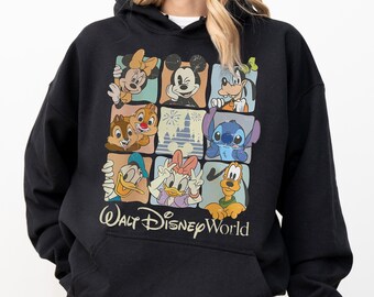 Retro Cartoon Characters Hoodie, Vintage Mickey & Friends Vacation Shirt, Retro Walt Disney World Theme Park Style Sweatshirt