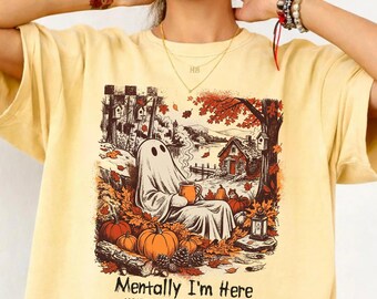 Comfort Colors Cozy Ghost Shirt, Coffee Drinks Fall Tshirt, Fall Season Ghost Shirt, Cozy Season Pumpkin Shirt