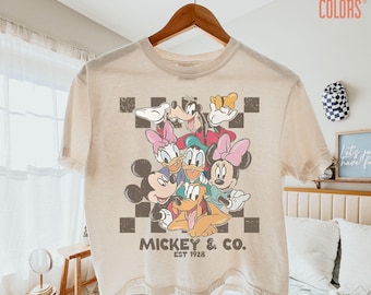 Disney Comfort Colors Boxy Tee Shirt, Disney Mickey & Co Est. 1928, Disneyland Disneyworld Mickey And Friends Family Matching Trip Boxy Tee