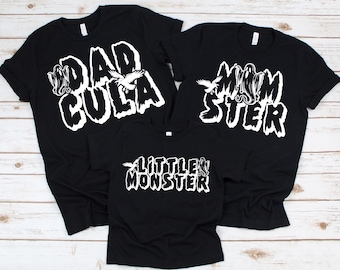 Dadcula Momster Little Monster Shirt,Matching Halloween Gift for New Mom,Halloween Dad Shirt,Spooky Dad,Spooky Mom,Dadcula Shirt,Momster Tee