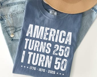 Vintage 50th Birthday Shirt 1976, America Turns 250 Tee, 50th Birthday Gift Idea, Patriotic Birthday Shirt 2026, 1976 Birthday T-Shirt