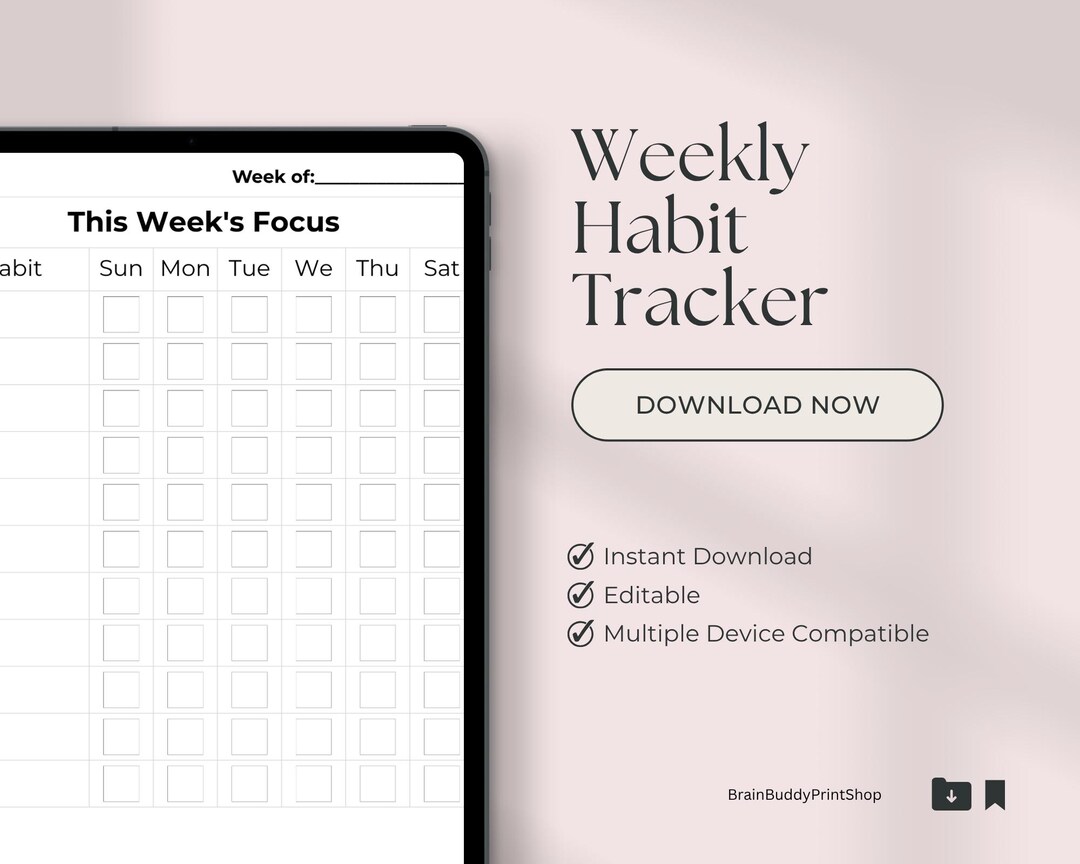 Weekly Habit Tracker Printable • ADHD Planner PDF for Focus & Routine ...