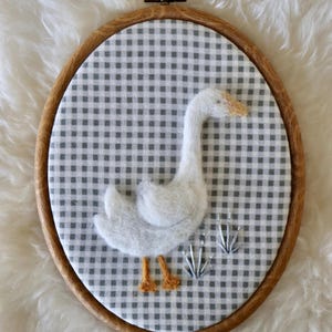 Farm Inspired Art - Wool Hoop Art - Needle Felt - Embroidery - Nursery - Baby Shower - Homestead - Goose - Farmyard Decor