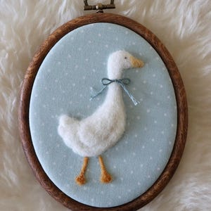 Farm Inspired Art - Wool Hoop Art - Needle Felt - Embroidery - Nursery - Baby Shower - Homestead - Goose - Farmyard Decor