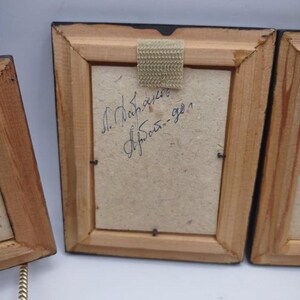 Set of 4 Miniature Russian Oil Paintings Arbat Moscow Leonid Dobriakov Framed image 8