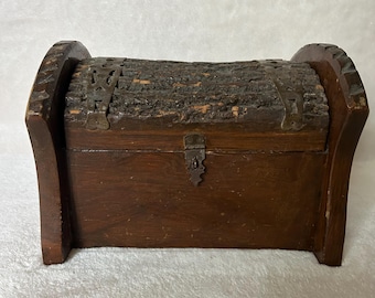 Vintage Wooden Treasure Chest Box