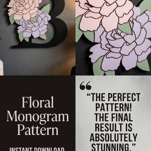 Letter B Floral Sign Scroll Saw Pattern, Laser Cut SVG (Digital Download)