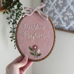 Personalized Embroidered Name Hoop: Custom Nursery Wall Hanging