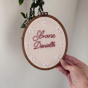 Personalized Embroidered Name Hoop: Custom Nursery Wall Hanging