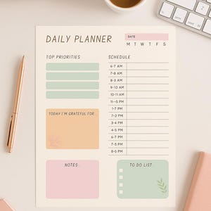 Planer dzienny do druku | Planer produktywności florystycznej | Pobierz plik PDF bez daty | Lista zadań do druku | Wkładka do produktywności | Planowanie dzienne