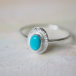 Turquoise ring, arizona turquoise, Oval turquoise ring, simple silver ring, minimalist ring, handmade jewelry, silver turquoise ring image 4