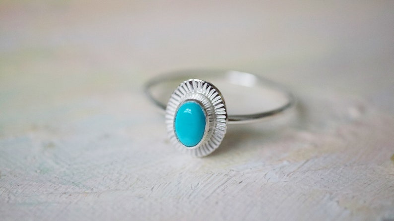 Turquoise ring, arizona turquoise, Oval turquoise ring, simple silver ring, minimalist ring, handmade jewelry, silver turquoise ring image 4