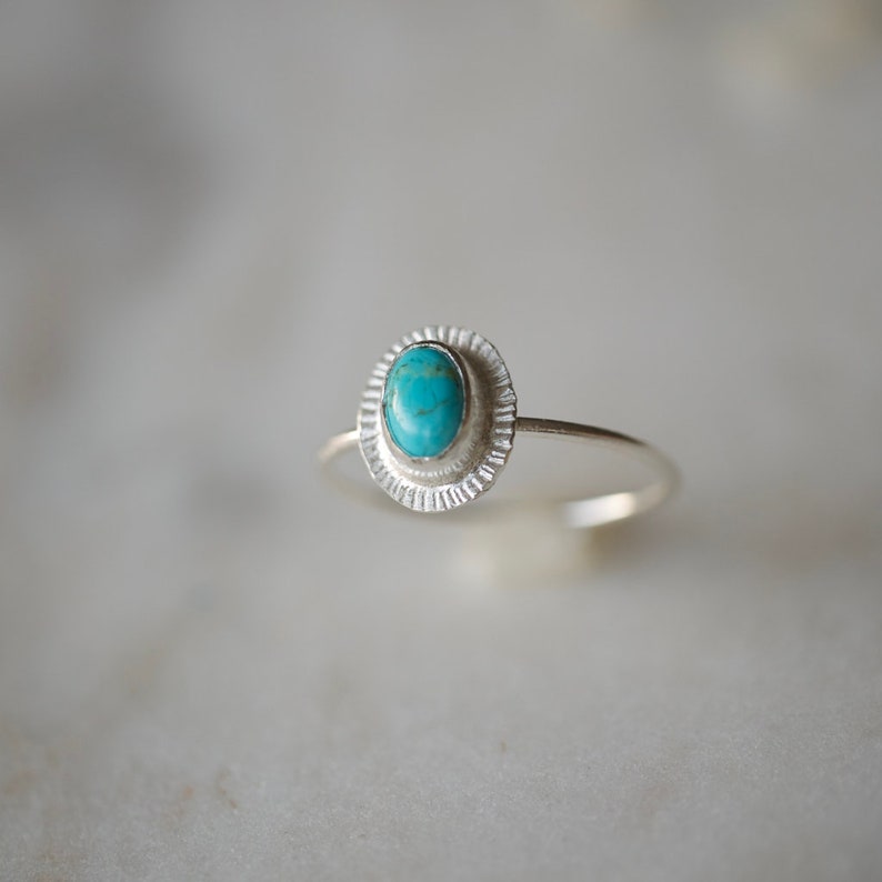 Turquoise ring, arizona turquoise, Oval turquoise ring, simple silver ring, minimalist ring, handmade jewelry, silver turquoise ring image 6