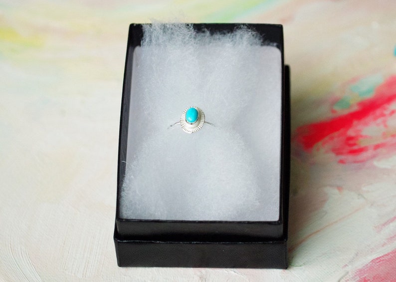 Turquoise ring, arizona turquoise, Oval turquoise ring, simple silver ring, minimalist ring, handmade jewelry, silver turquoise ring image 9
