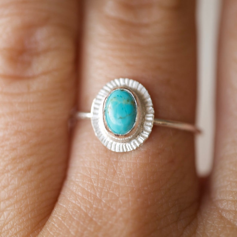 Turquoise ring, arizona turquoise, Oval turquoise ring, simple silver ring, minimalist ring, handmade jewelry, silver turquoise ring image 1