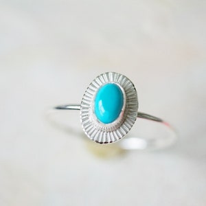 Turquoise ring, arizona turquoise, Oval turquoise ring, simple silver ring, minimalist ring, handmade jewelry, silver turquoise ring image 8