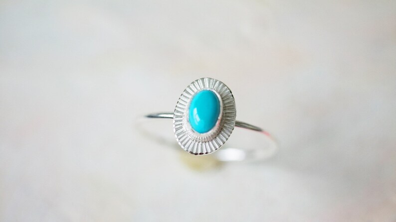 Turquoise ring, arizona turquoise, Oval turquoise ring, simple silver ring, minimalist ring, handmade jewelry, silver turquoise ring image 8