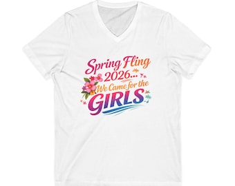 Camiseta com decote em V Spring Fling 2026 para meninas | Algodão respirável, lésbicas, ideal para cruzeiros, estilo verão
