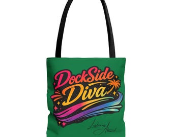 Bolsa Tote DockSide Diva, Cruzeiros e Vida na Praia, Poliéster Resistente, Viagens, Excursões, Orgulho Lésbico.